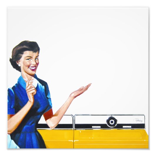 Huisvrouw en New Washer Foto Afdruk (Voorkant)