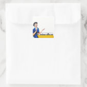 Huisvrouw en New Washer Vierkante Sticker (Tas)