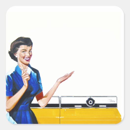 Huisvrouw en New Washer Vierkante Sticker (Voorkant)
