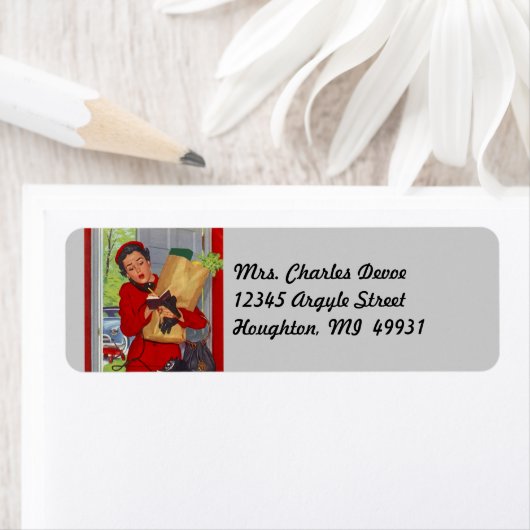  huisvrouw errands run retour adres label (Insitu)