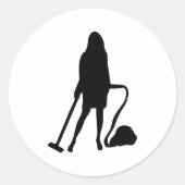 huisvrouw - stofzuiger - reiniging ronde sticker (Voorkant)