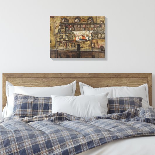 Huiswand aan de rivier canvas afdruk (Insitu (Slaapkamer))