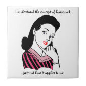 Huiswerk Concept Funny Retro Woman Tegeltje (Voorkant)