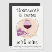 "Huiswerk gaat beter met wijn" Magnetische Uitnodiging (Voorkant / Achterkant)