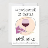 "Huiswerk is beter met wijn" Magnetische Uitnodiging (Voorkant)