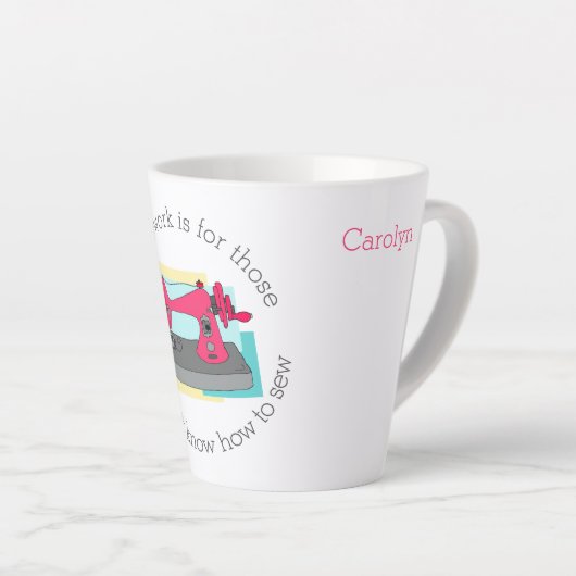 Huiswerk - naaimachine - gepersonaliseerd latte mok (Rechterhoek)