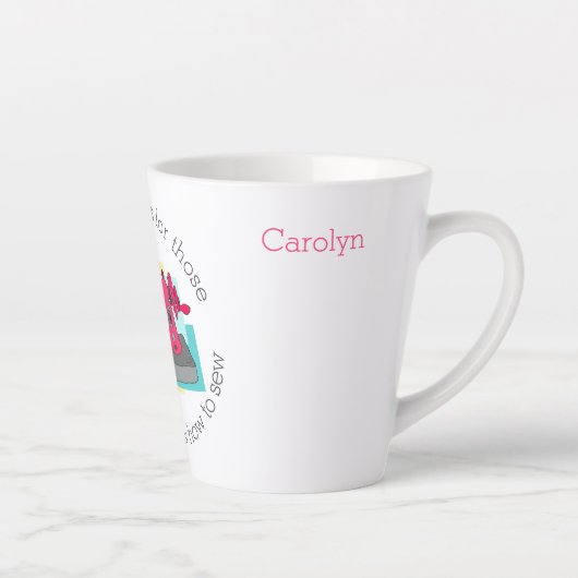 Huiswerk -  naaimachine - gepersonaliseerd latte mok (Rechts)