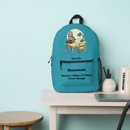 Huiswerk: Omdat 7 uur school niet genoeg was Bedrukte Rugzak