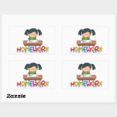 huiswerk rechthoekige sticker (Vel)