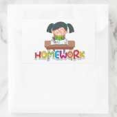 huiswerk rechthoekige sticker (Tas)