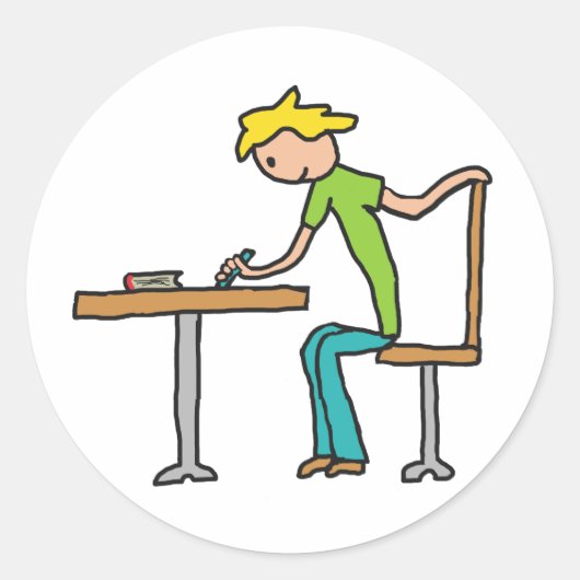 huiswerk ronde sticker (Voorkant)