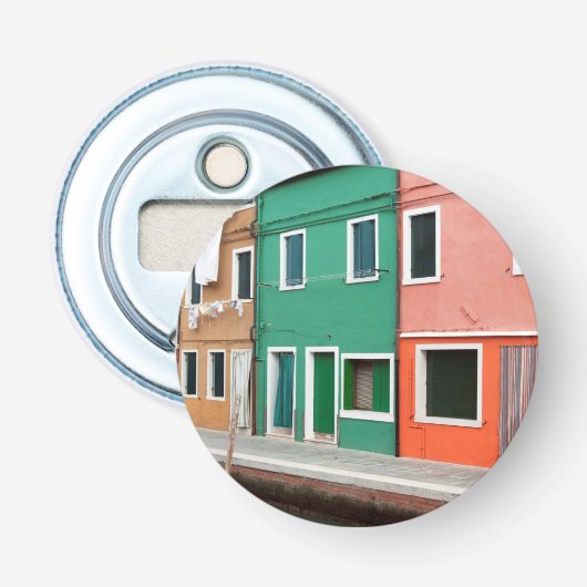 Huizen aan het water button flesopener (Voorkant)