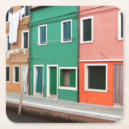 Huizen aan het water kartonnen onderzetters (Voorkant)