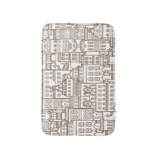  huizen: architectonisch naadloos patroon. badmat (Voorkant Verticaal)