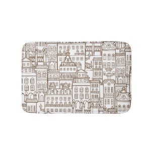  huizen: architectonisch naadloos patroon. badmat