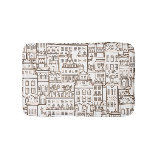  huizen: architectonisch naadloos patroon. badmat (Voorkant)