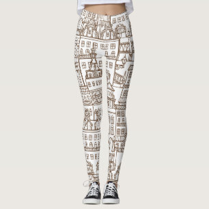 huizen: architectonisch naadloos patroon. leggings