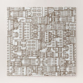 huizen: architectonisch naadloos patroon. legpuzzel (Horizontaal)