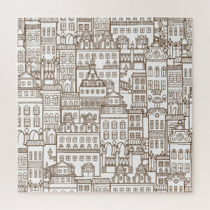 huizen: architectonisch naadloos patroon. legpuzzel