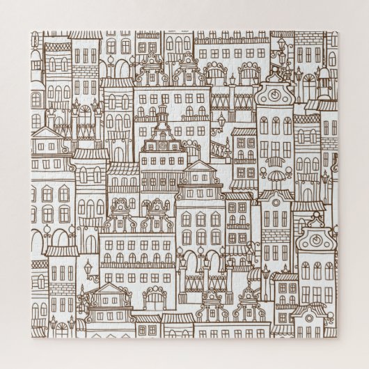huizen: architectonisch naadloos patroon. legpuzzel (Verticaal)