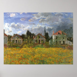 Huizen bij Argenteuil door Claude Monet, Vintage K Poster