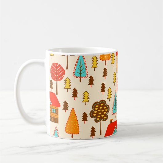 Huizen Bos  Naadloos Patroon Koffiemok (Links)