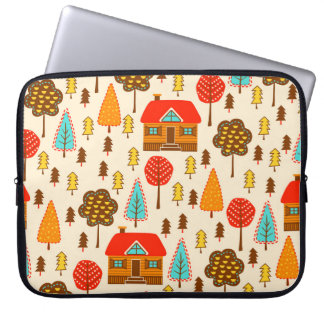 Huizen Bos  Naadloos Patroon Laptop Sleeve