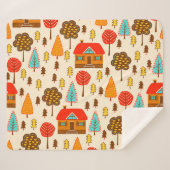 Huizen Bos Naadloos Patroon Sherpa Deken (Voorkant (horizontaal))