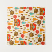 Huizen Bos  Naadloos Patroon Wandkleed (Voorkant (horizontaal))