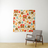 Huizen Bos  Naadloos Patroon Wandkleed (In situ)