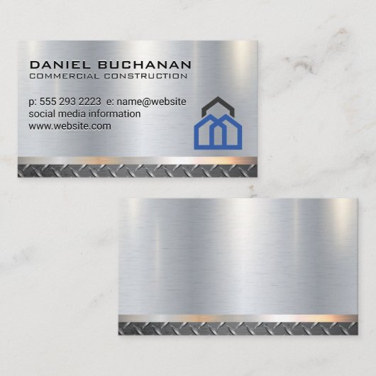 Huizen | Bouwmateriaal Metaal Staal Visitekaartje (Voorkant / Achterkant)