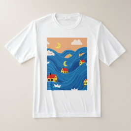 Huizen en boten t-shirt