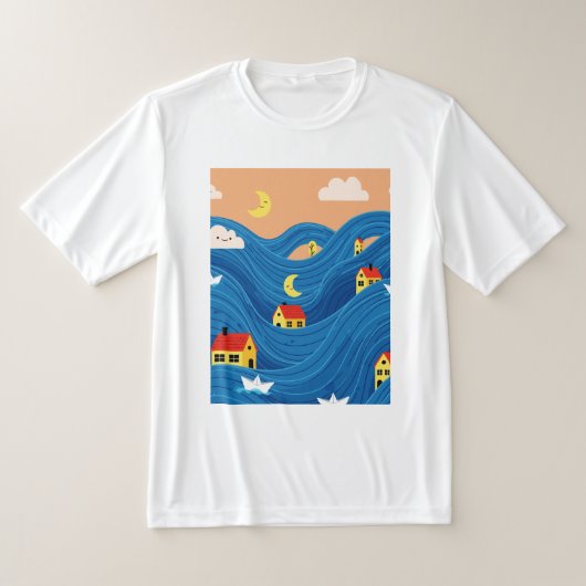 Huizen en boten t-shirt (Laagn)