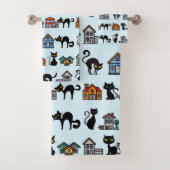 huizen en katten bad handdoek (Insitu)