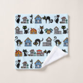 huizen en katten bad handdoek (Wasdoekje)