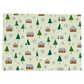 Huizen en sparren cadeau tas groot cadeauzakje (Achterkant)