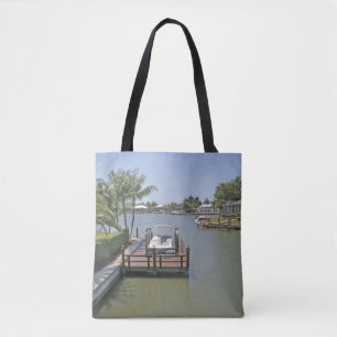 Huizen en steigers aan het kanaal Marco Island Flo Tote Bag