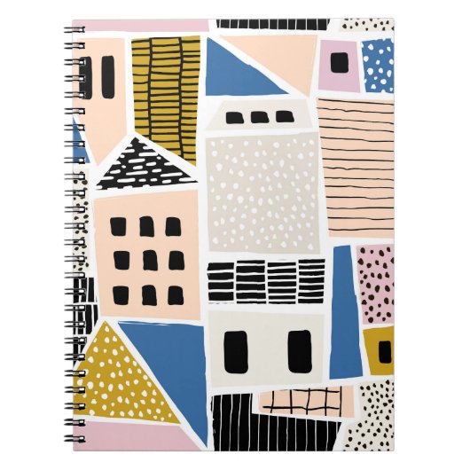 Huizen Hand getekend naadloos Abstract Notitieboek (Voorkant)