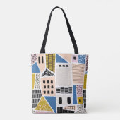 Huizen Hand getekend naadloos Abstract Tote Bag (Achterkant)