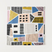 Huizen Hand getekend naadloos Abstract Wandkleed (Voorkant (horizontaal))