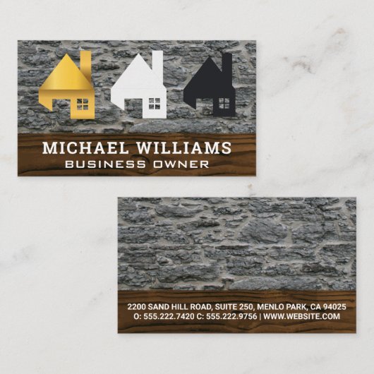 Huizen | Houtsteen Visitekaartje (Voorkant / Achterkant)