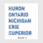 HUIZEN Huron Ontario Michigan Erie Superior Meren Sticker (Vel)