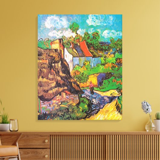 Huizen in Auvers, Vincent van Gogh Canvas Afdruk (Insitu (Woonkamer))