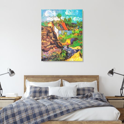 Huizen in Auvers, Vincent van Gogh Canvas Afdruk (Insitu (Slaapkamer))