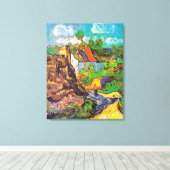 Huizen in Auvers, Vincent van Gogh Canvas Afdruk (Insitu (Houten vloer))