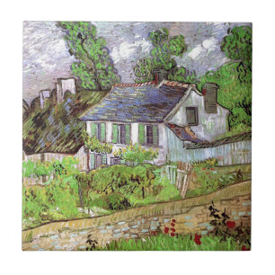 Huizen in Auvers, Vincent van Gogh. Tegeltje