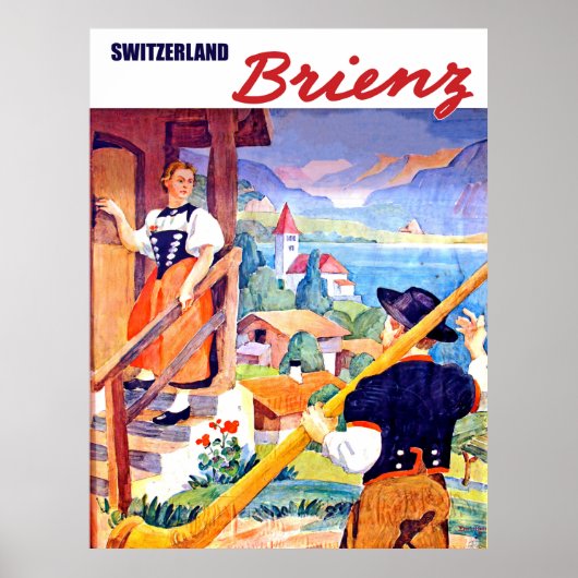 Huizen in Brienz, Zwitserland Poster (Voorkant)