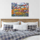 Huizen in Chatou | Maurice de Vlaminck | Canvas Afdruk (Insitu (Slaapkamer))