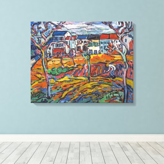Huizen in Chatou | Maurice de Vlaminck | Canvas Afdruk (Insitu (Houten vloer))