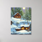 Huizen in Het Bos Sneeuwlandschap ARt Canvas Afdruk (Voorkant)